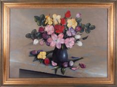 George Reekie (20th Century) British, 'A still life Flowers', 51cm x 70cm, framed.