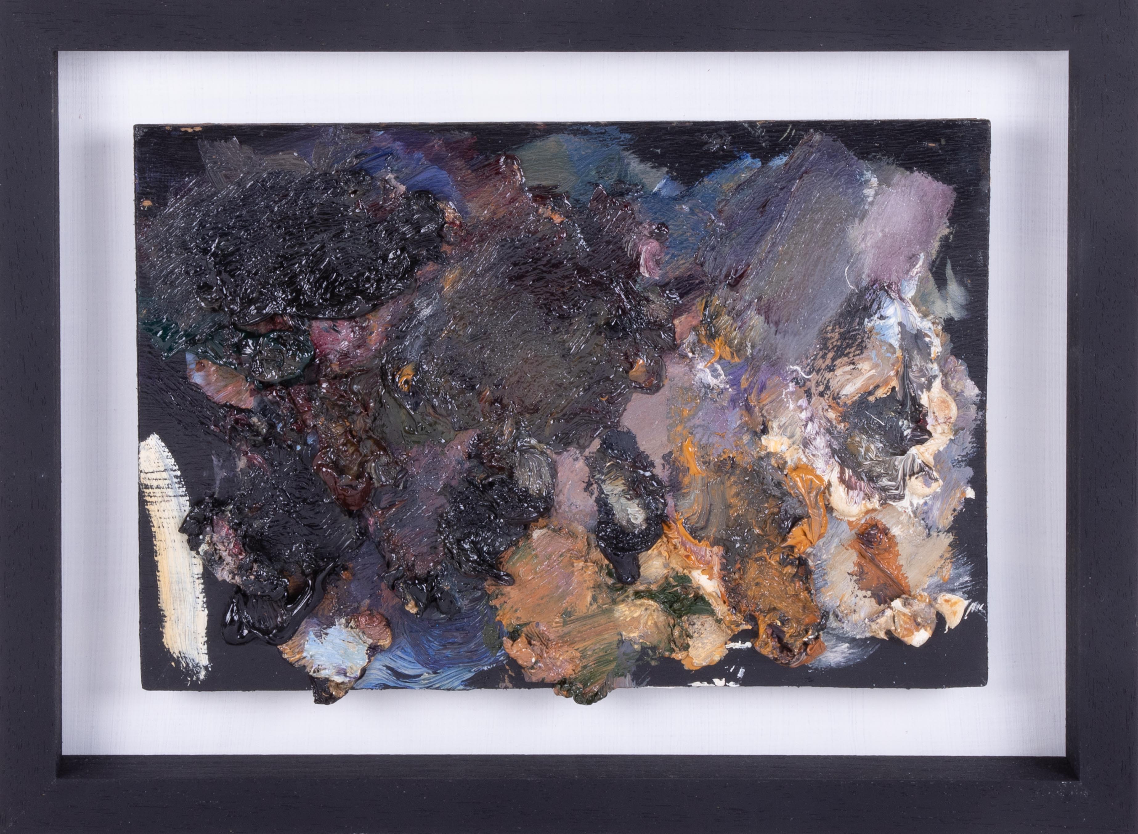 An original artist palette recovered from the studio of Robert Lenkiewicz cleaned, restored