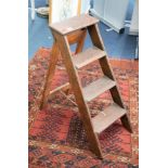 A set of 19th century library steps, height 67cm, from the studio of Robert Lenkiewicz.