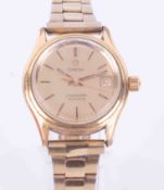 Omega, a ladies gold plated quartz date champagne dial Seamaster wristwatch, circa 1974/75, with non