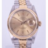 Rolex, a gent's stainless steel and gold Oyster Perpetual Datejust with original box and papers,