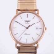 Longines, a gents Presence date quartz gold plated wristwatch, number on back plate 25423401.