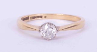 An 18ct yellow gold & platinum ring set with approx. 0.25 carats of old round cut diamond, 1.94gm,