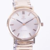 Omega, a vintage gents automatic Seamaster wristwatch, gold capped, silver bold baton dial on