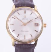 Omega, a vintage gents automatic date Seamaster wristwatch, gold plated case, running.