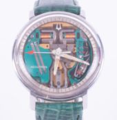 Bulova, a rare gents Accutron wristwatch with skeleton dial, circa 1971, together with service
