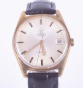 Omega, a gents automatic gold plated date wristwatch, running,