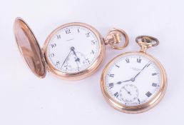 Gold plated full hunter pocket watch the dial marked V.Angus? Keyless movement together with another