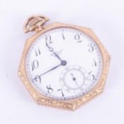 Vintage Waltham U.S.A. pocket watch octagonal gold filled case, engraved Thomas Russell of