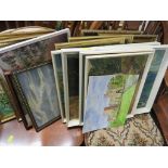 SELECTION OF SMALL FRAMED ACRYLIC ON CANVAS PAINTINGS, LANDSCAPE SCENES AND FLOWERS