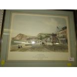 Framed glazed pair of colour prints depicting Sidmouth looking east and west, 1976 reprints, limited