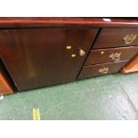 OAK VENEER STORAGE CUPBOARD WITH THREE DRAWERS