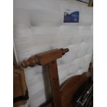HONEY PINE DOUBLE BEDSTEAD AS FOUND, TOGETHER WITH SILENT NIGHT MATTRESS.
