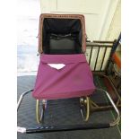 VINTAGE MARMET COACH BUILT PRAM FINISHED IN PURPLE.