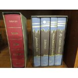 Folio Society set of Daphne Du Maurier novels, and War and Peace, with slip cases