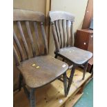 PAIR OF ELM SEATED STICK BACK CHAIRS