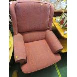 PARKER KNOLL ARMCHAIR IN RUST COLOURED UPHOLSTERY