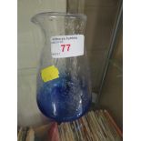 Blue and clear studio glass jug signed nida glass to base.