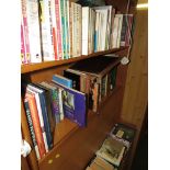 TEN SHELVES OF FICTION AND REFERENCE BOOKS.