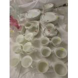 QUANTITY OF JOHNSON BROTHERS TEA AND DINNER WARE TOGETHER WITH WHITE PORCELAIN TEA CUPS.