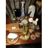 CHESS PIECES IN WOODEN BOX, PEWTER TANKARD, DECORATIVE ORNAMENTS AND OTHER SMALL ITEMS.