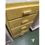 YELLOW PAINTED CHEST OF FIVE DRAWERS