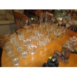 SMALL QUANTITY OF DRINKING GLASSES INCLUDING BRANDY GLASSES.