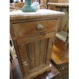 STAINED PINE BEDSIDE CUPBOARD WITH SINGLE DRAWER