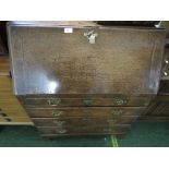 19TH CENTURY OAK FOUR-DRAWER BUREAU WITH BRASS SWAN NECK HANDLES