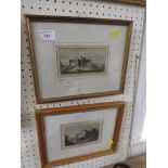 Frame and glazed engravings - titled Mannorbeer Castle and Manerbeer Castle