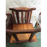 OAK FRAMED DINING CHAIR TOGETHER WITH A MID WOOD TABLE