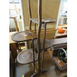 MAHOGANY FOUR TIER FOLDING POT STAND.