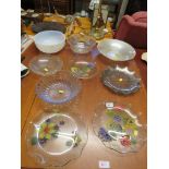 SELECTION OF PRESSED AND MOULDED GLASS, BOWLS AND DISHES.