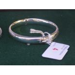BIRMINGHAM SILVER HOLLOW BANGLE WITH HALF-ENGRAVED DECORATION, O.35 OZT
