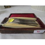 Set of seven Kropp straight razors in fitted case, together with a penknife.