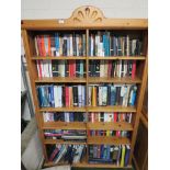 HONEY PINE OPEN BOOKCASE WITH TEN ADJUSTABLE SHELVES MEASUREMENTS- 102 CM WIDTH , 187 CM IN HEIGHT ,