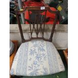 MAHOGANY FRAMED DINING CHAIR WITH UPHOLSTERED SEAT