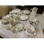 QUANTITY OF ANCHOR CHINA FLORAL DECORATED TEAWARE , TOGETHER WITH A PAIR OF COLCLOUGH CUPS AND