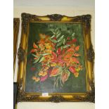 TWO ACRYLICS ON BOARD OF FLOWERS, SIGNED JOYCE THOMAS, IN GILT FRAMES