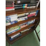 FOUR SHELVES OF FICTION, HISTORY AND REFERENCE BOOKS.