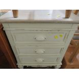 PAINTED THREE-DRAWER BEDSIDE CHEST.
