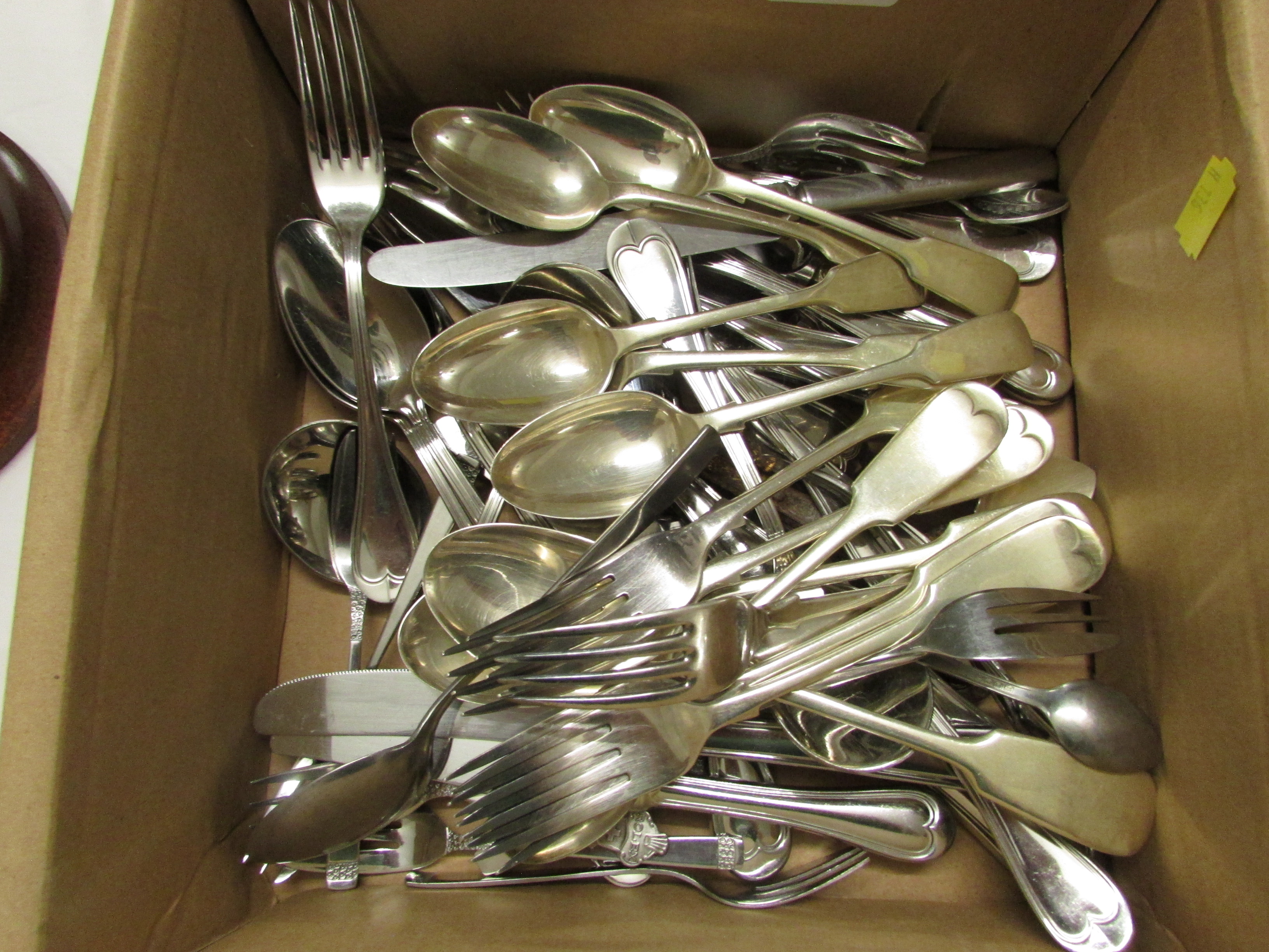 PLANISHED PEWTER TRAY, SILVER-PLATED BOWL ON FOOT, ASSORTED CUTLERY AND OTHER METAL WARE - Image 3 of 3