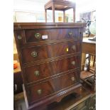 REPRODUX FURNITURE MAHOGANY VENEER FOUR DRAWER REPRODUCTION BACHELOR CHEST WITH FOLD-OVER TOP.