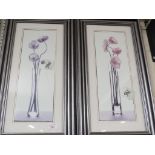 PAIR OF FRAMED AND GLAZED STILL LIFE IMAGES OF FLOWERS AND VASES.
