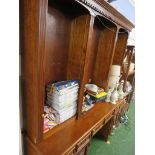 LARGE MID WOOD DRESSER WITH ADJUSTABLE SHELVES TO TOP AND SIX DRAWERS OVER SIX CUPBOARD DOORS TO