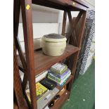 DARK WOOD OPEN SHELF UNIT WITH ADJUSTABLE SHELVES A/F