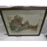 FRAMED PRINT OF THATCHED COTTAGES