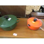 LE CREUSET CAST IRON DISH AND SAUCE PAN WITH LID