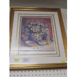 FRAMED AND GLAZED LIMITED EDITION COLOURED PRINT TITLED DAISIES, AFTER TRISHA HARDWICK