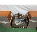 HI-FI components including turntable, Sansui amplifier, Realistic tape deck and tuner, together with
